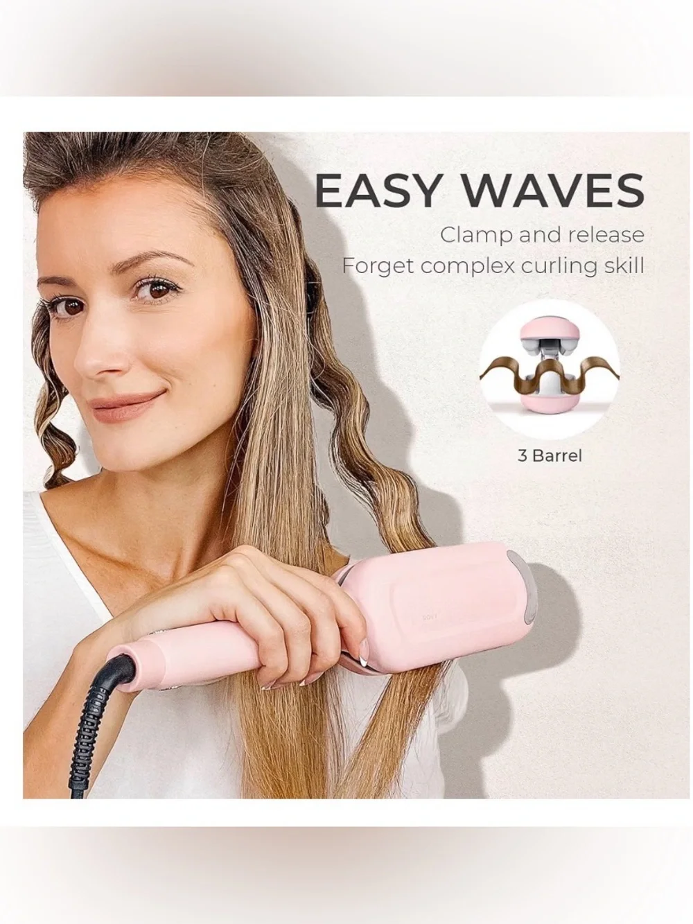 Tymo Rovy- Ionic Curling Wand, 3 Barrel Crimper Hair Tool for Women